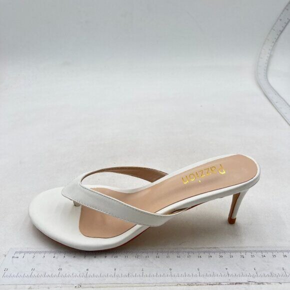 Pazzion Womens Fashion Flip Flops Open Toe Low Heels Thong Sandals White - Picture 2 of 7